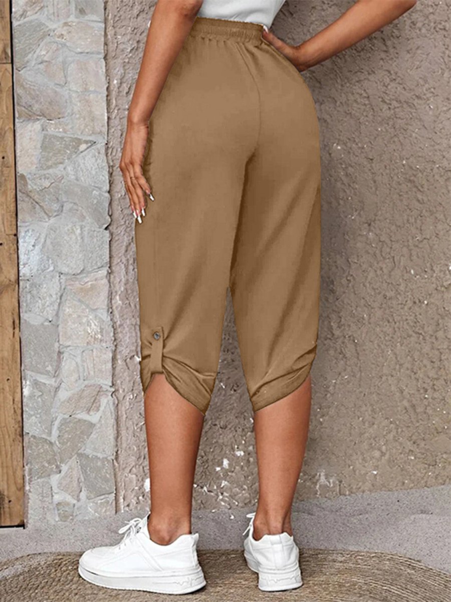 Full Size Roll - Tab Capris Pants - Bottoms