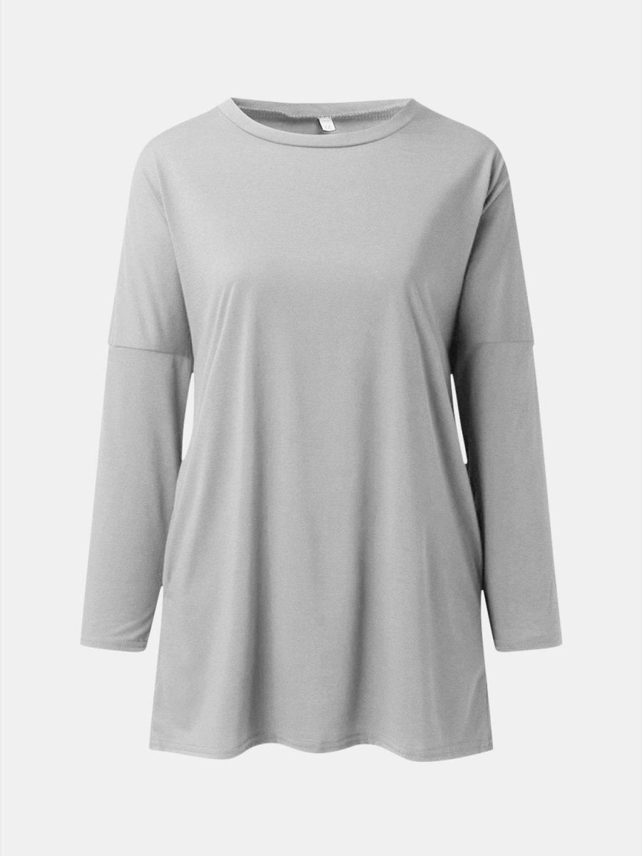 Full Size Round Neck Long Sleeve T-Shirt - Top
