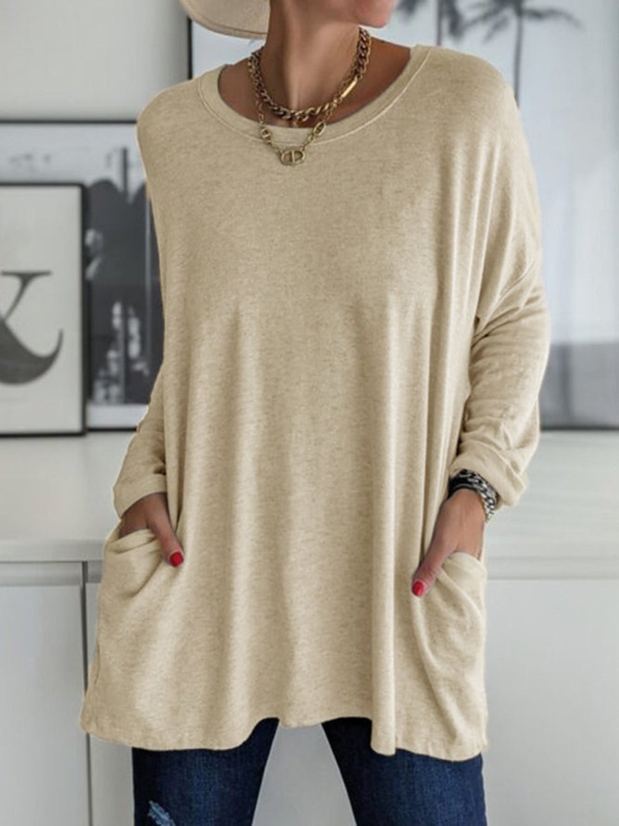 Full Size Round Neck Long Sleeve T-Shirt - Top