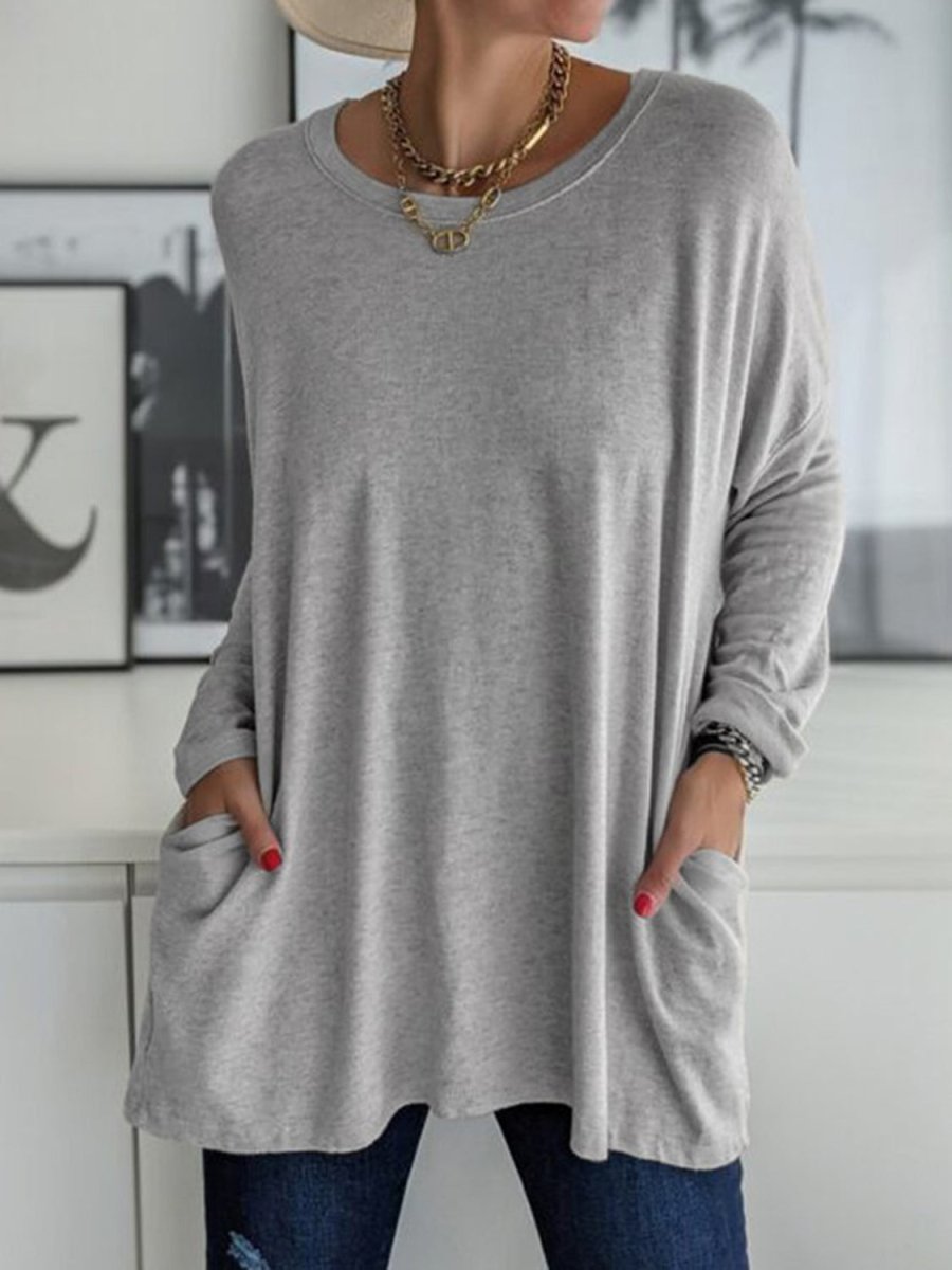 Full Size Round Neck Long Sleeve T-Shirt - Top