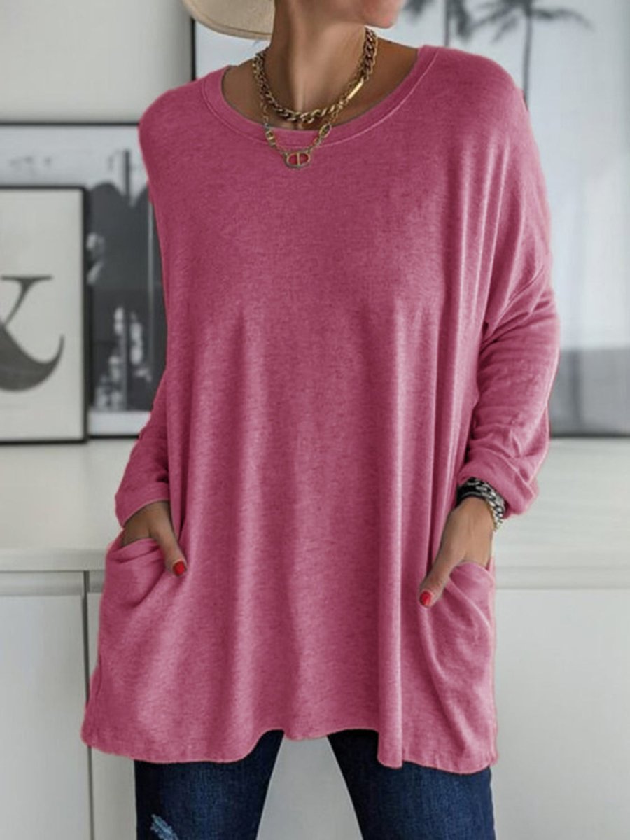 Full Size Round Neck Long Sleeve T-Shirt - Top