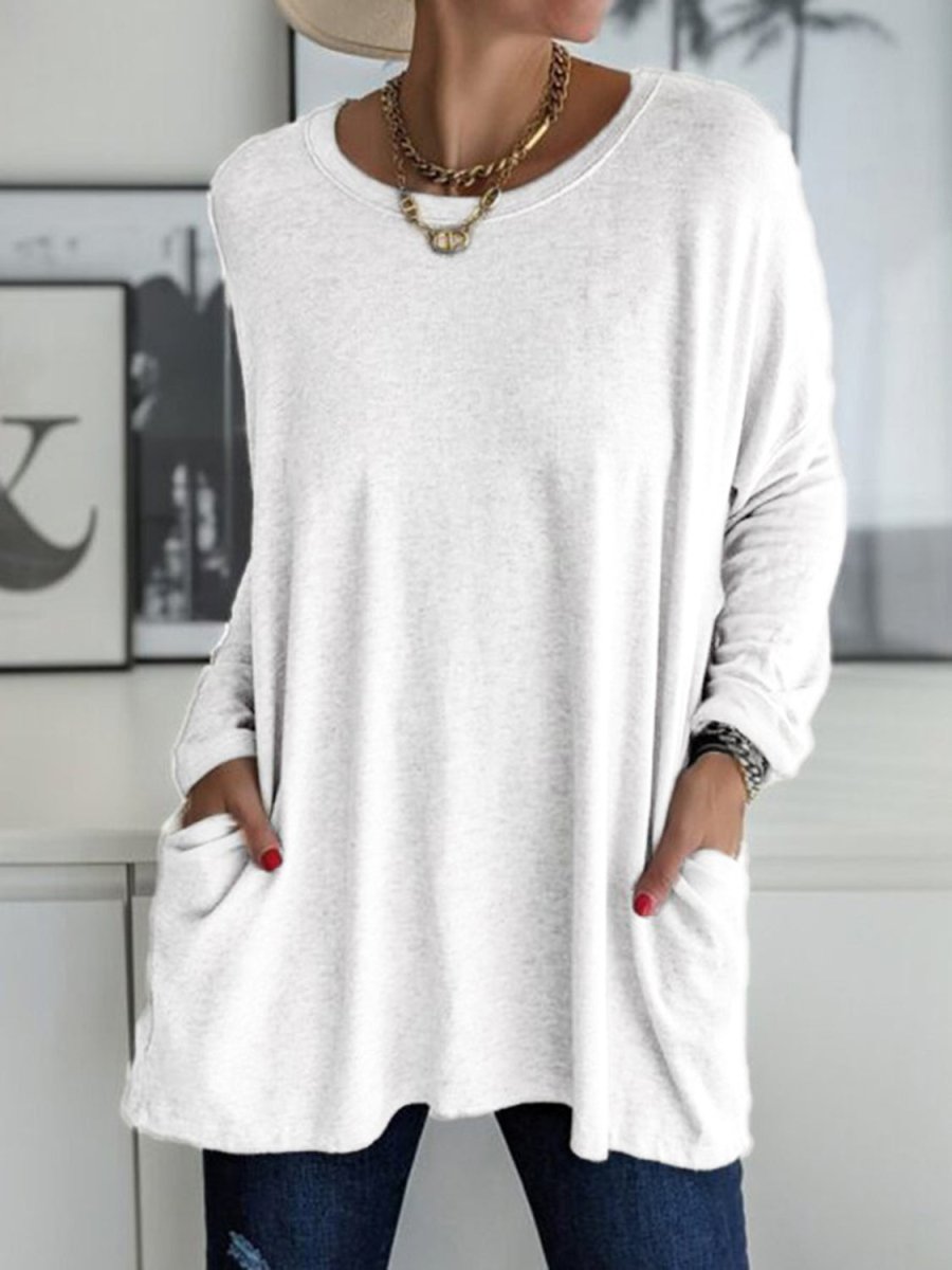 Full Size Round Neck Long Sleeve T-Shirt - Top