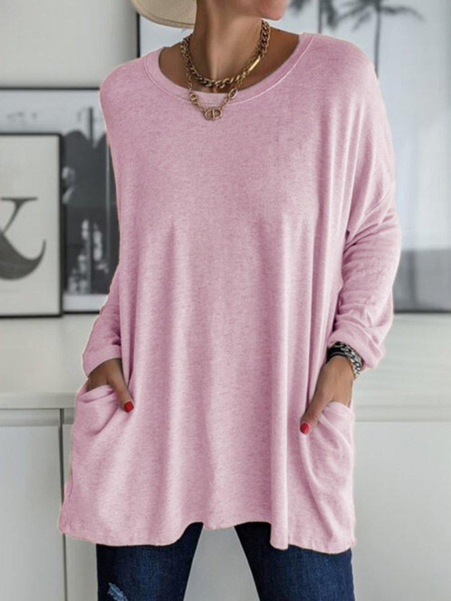 Full Size Round Neck Long Sleeve T-Shirt - Top