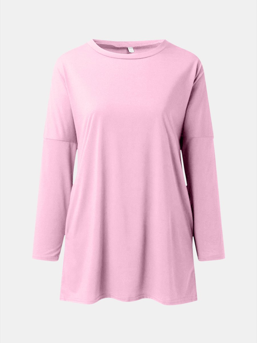 Full Size Round Neck Long Sleeve T-Shirt - Top