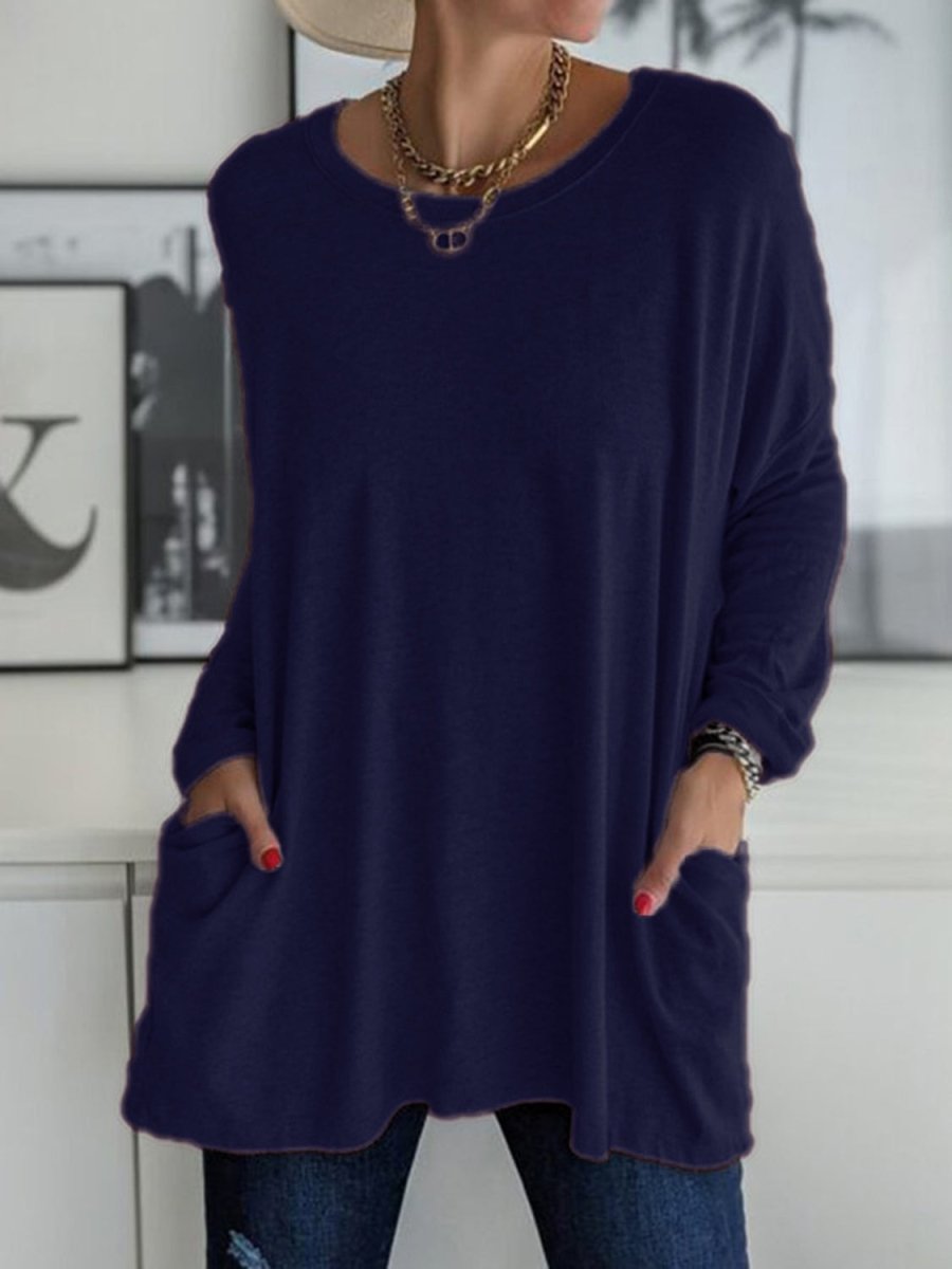 Full Size Round Neck Long Sleeve T-Shirt - Top
