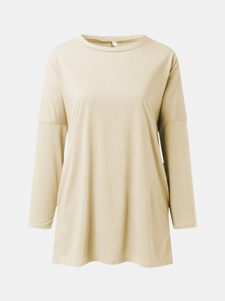 Full Size Round Neck Long Sleeve T-Shirt - Top