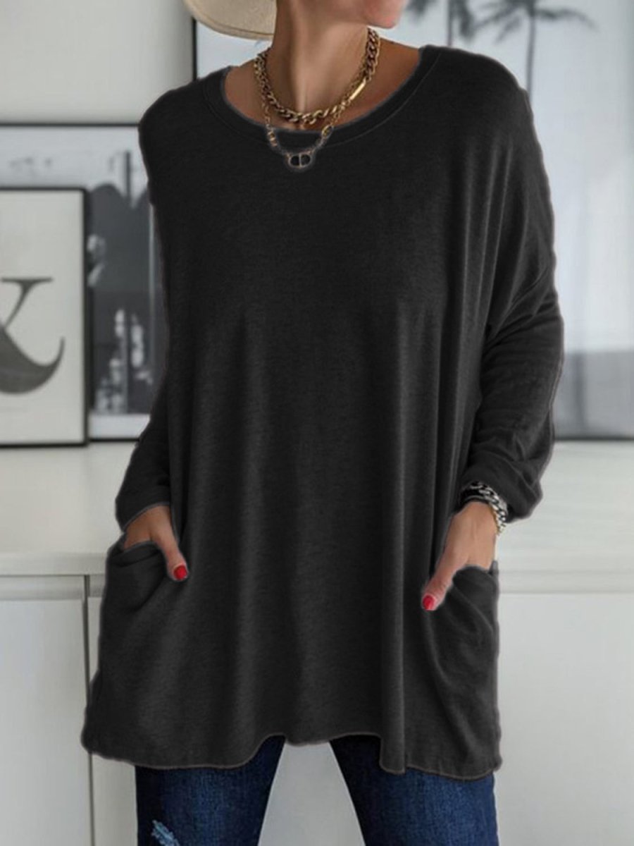 Full Size Round Neck Long Sleeve T-Shirt - Top