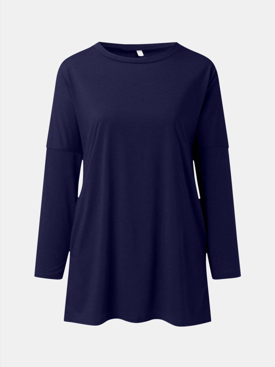 Full Size Round Neck Long Sleeve T-Shirt - Top