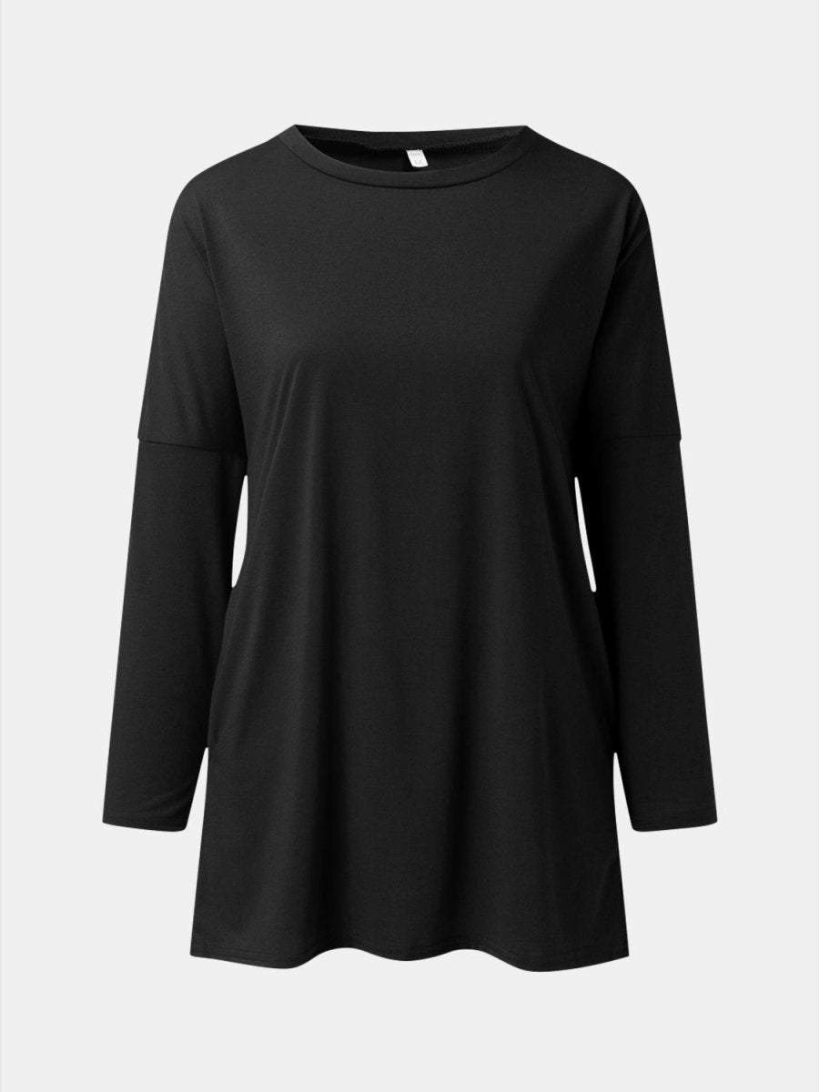 Full Size Round Neck Long Sleeve T-Shirt - Top