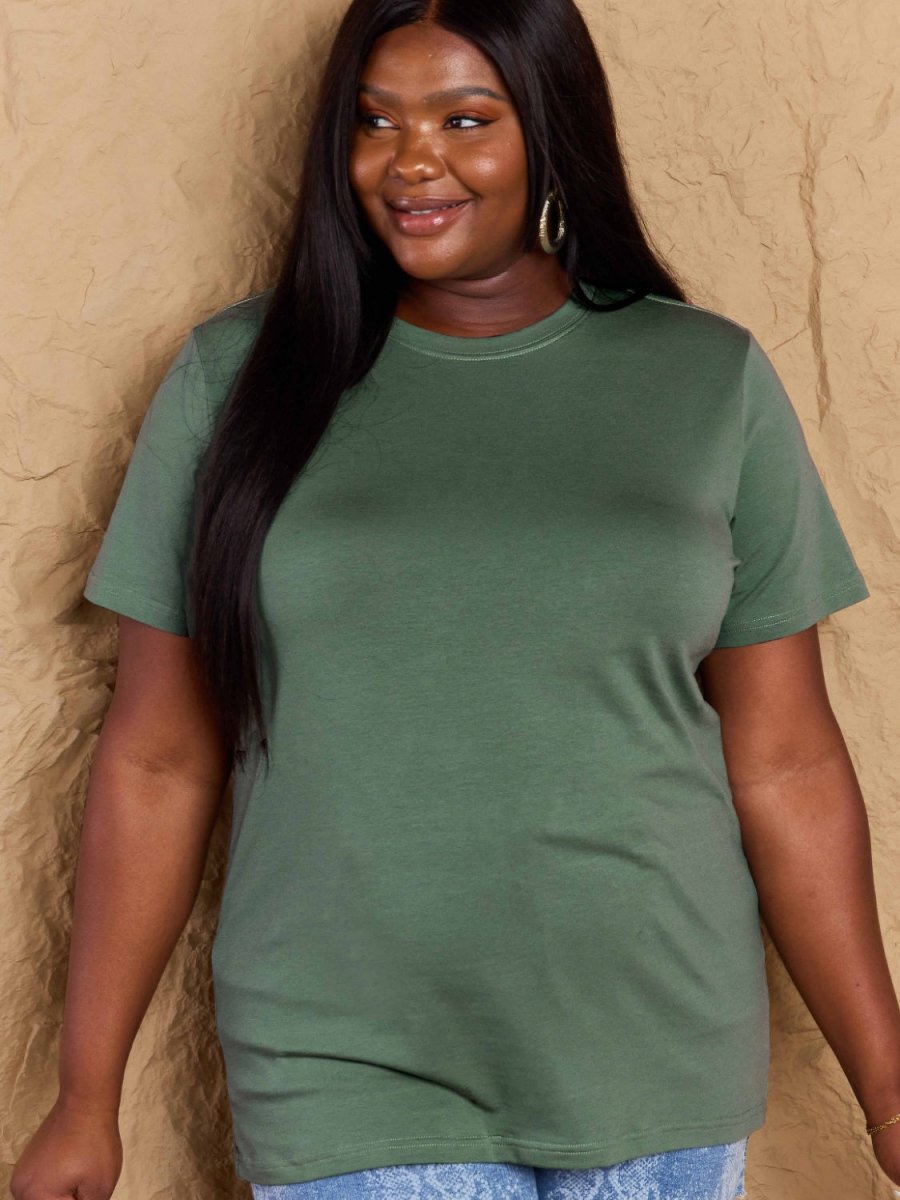 Full Size Round Neck Short Sleeve T-Shirt - Top