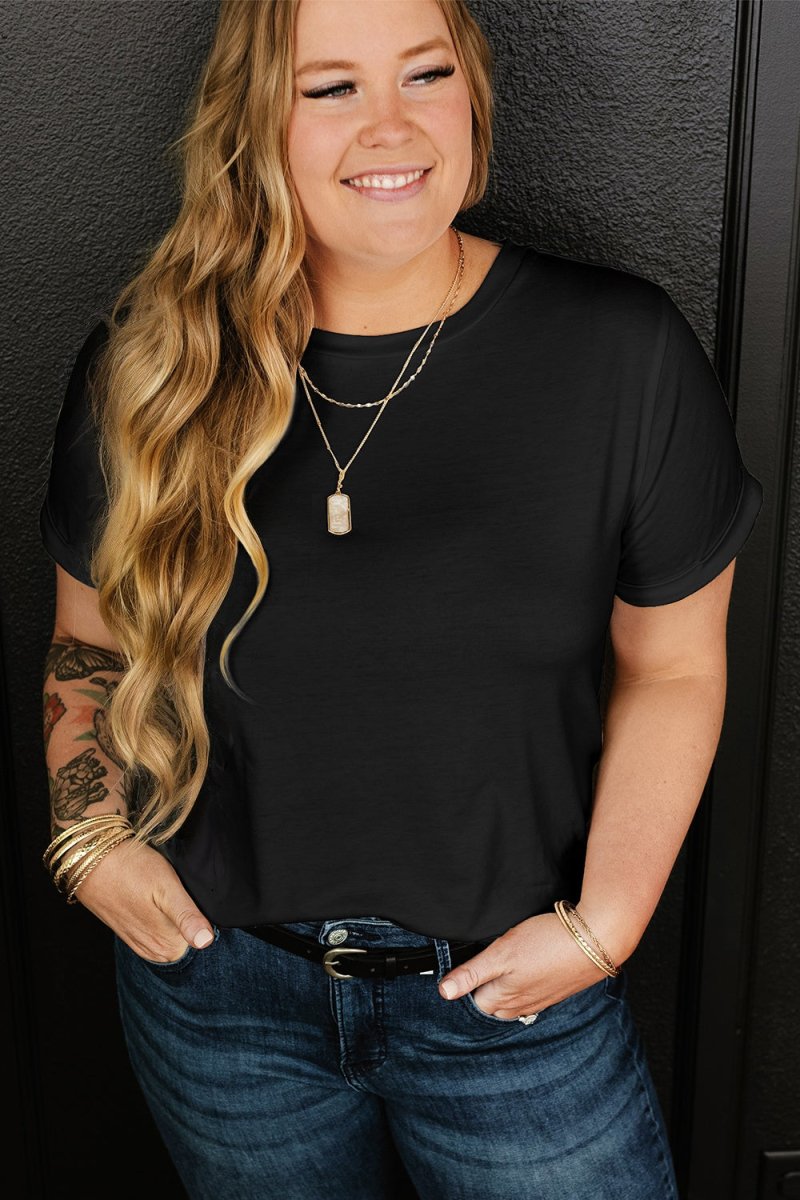 Full Size Round Neck Short Sleeve T-Shirt - Top
