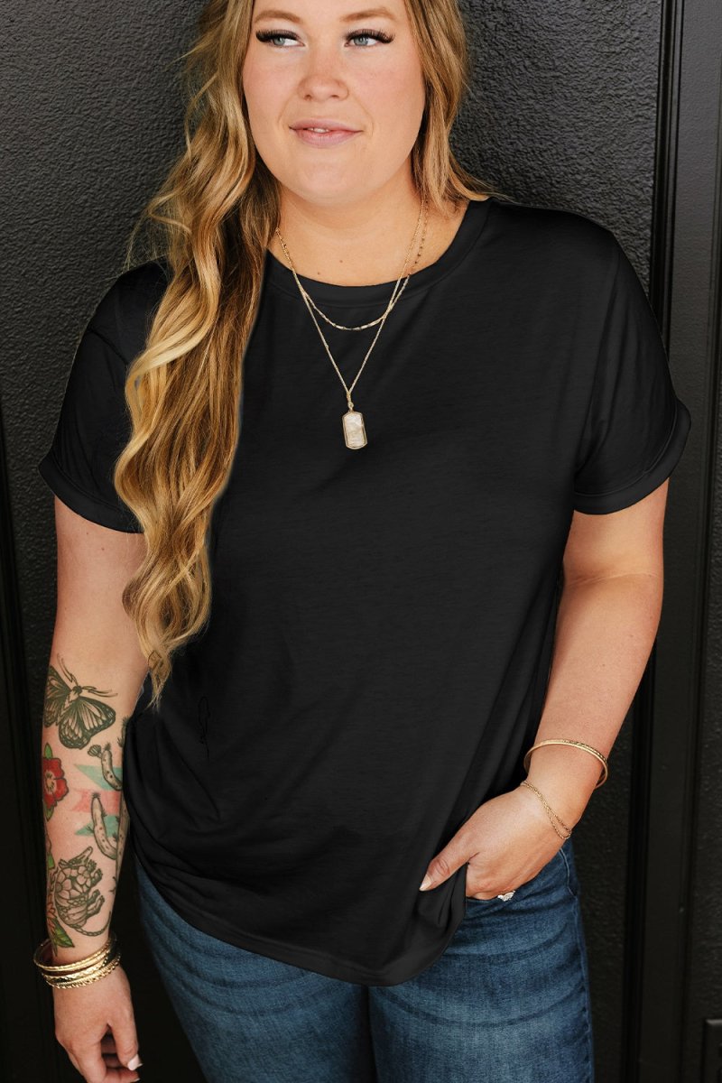 Full Size Round Neck Short Sleeve T-Shirt - Top