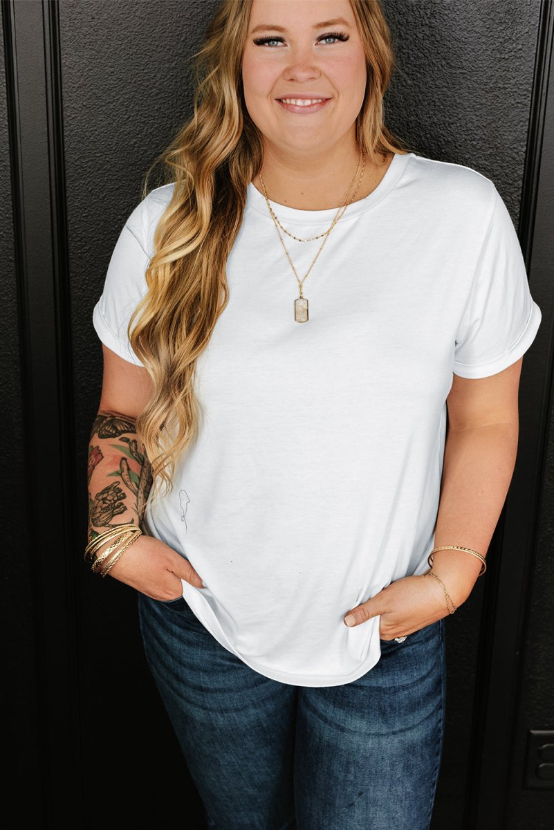 Full Size Round Neck Short Sleeve T-Shirt - Top