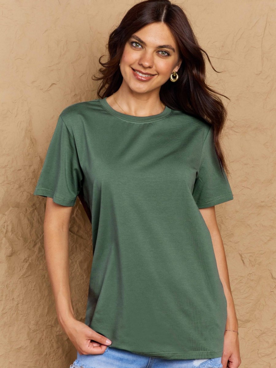 Full Size Round Neck Short Sleeve T-Shirt - Top