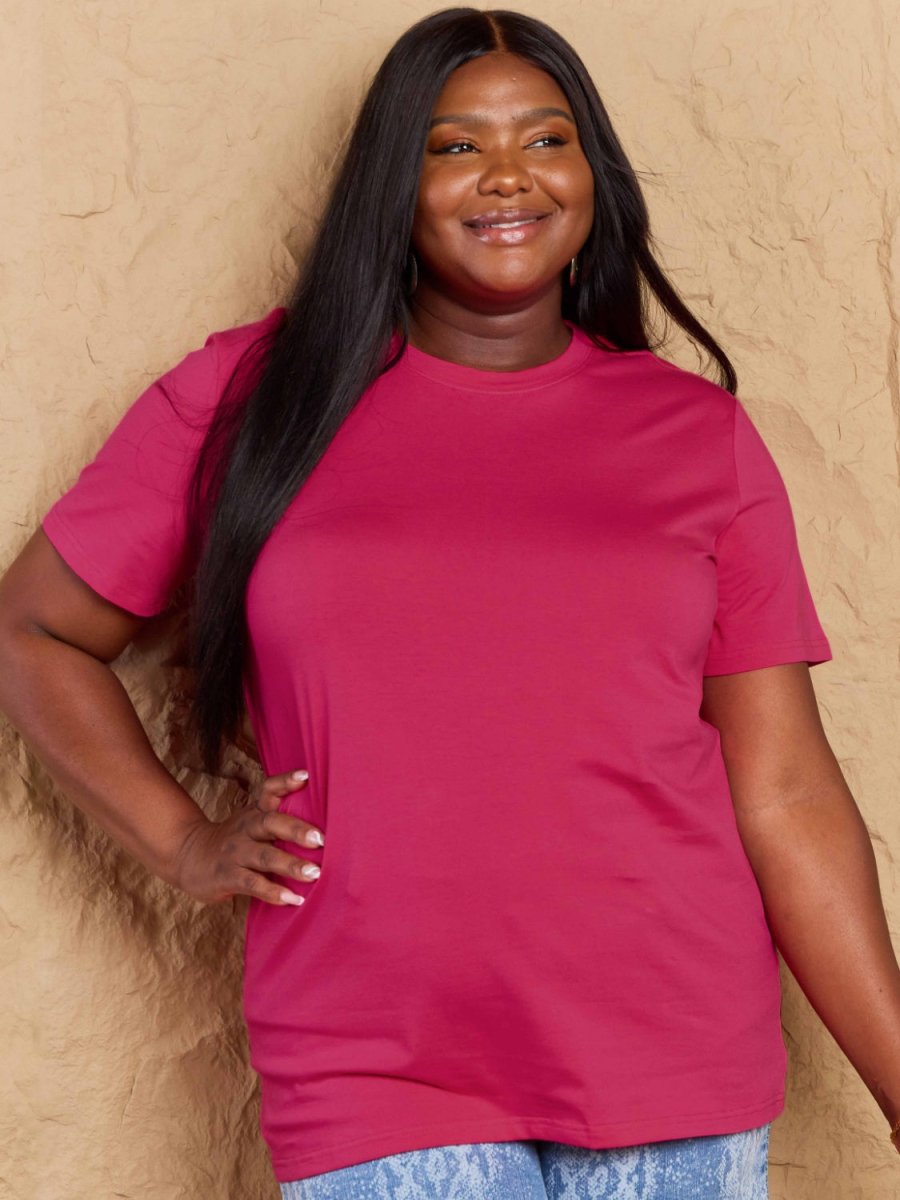Full Size Round Neck Short Sleeve T-Shirt - Top