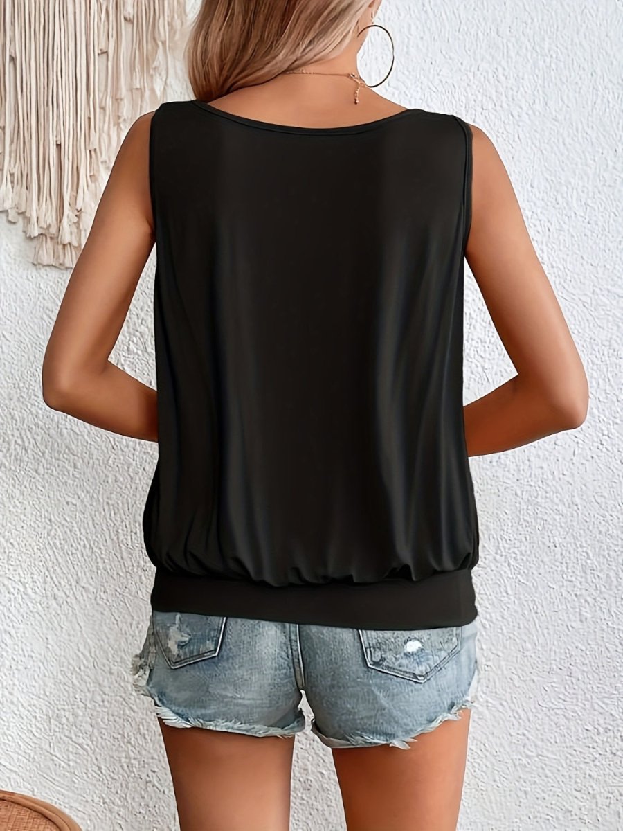Full Size Ruched Scoop Neck Tank - Top