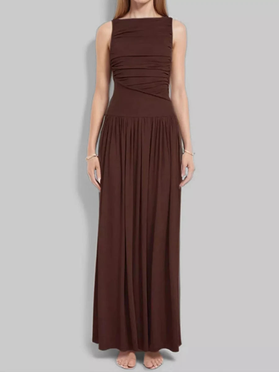 Full Size Ruched Sleeveless Maxi Dress Plus Size - 