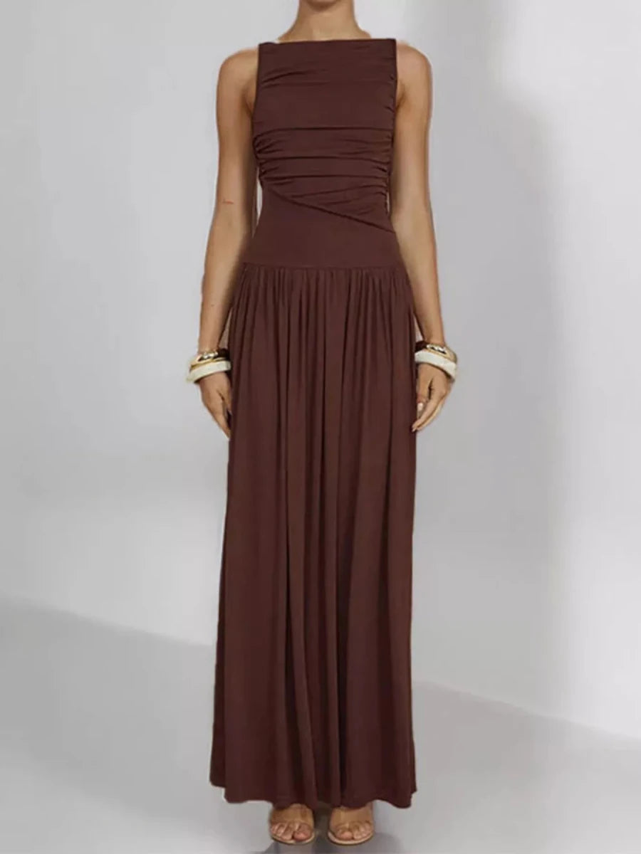 Full Size Ruched Sleeveless Maxi Dress Plus Size - 