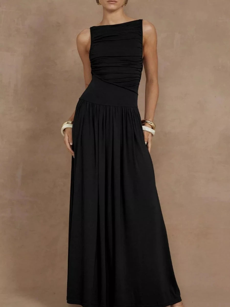 Full Size Ruched Sleeveless Maxi Dress Plus Size - 