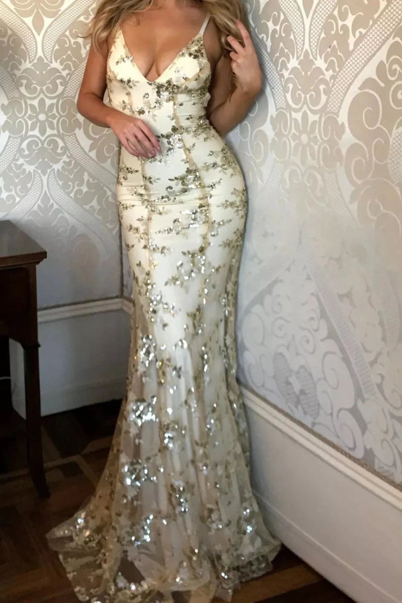 Full Size Sequin Tie Back V - Neck Maxi Dress Plus Size - 