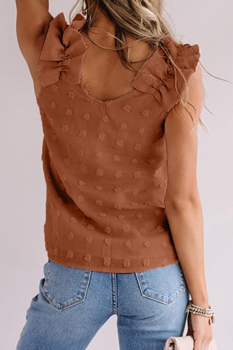 Full Size Swiss Dot V - Neck Tank - Top