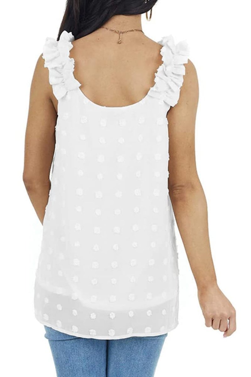 Full Size Swiss Dot V - Neck Tank - Top