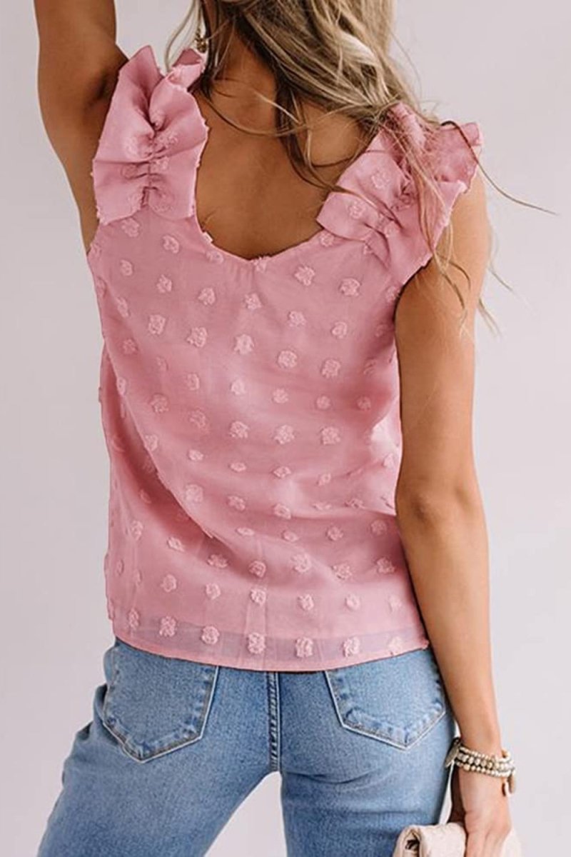 Full Size Swiss Dot V - Neck Tank - Top