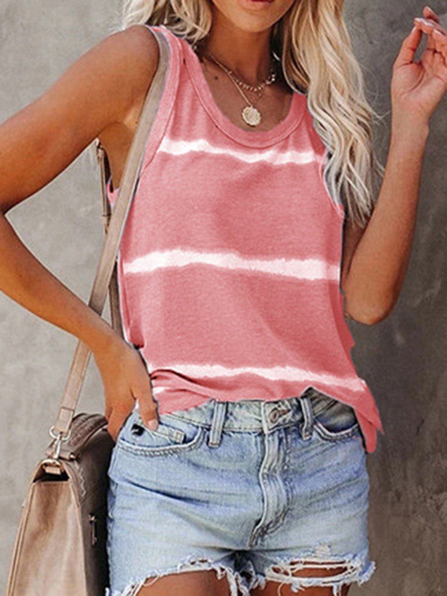 Full Size Tie - Dye Round Neck Tank - Top