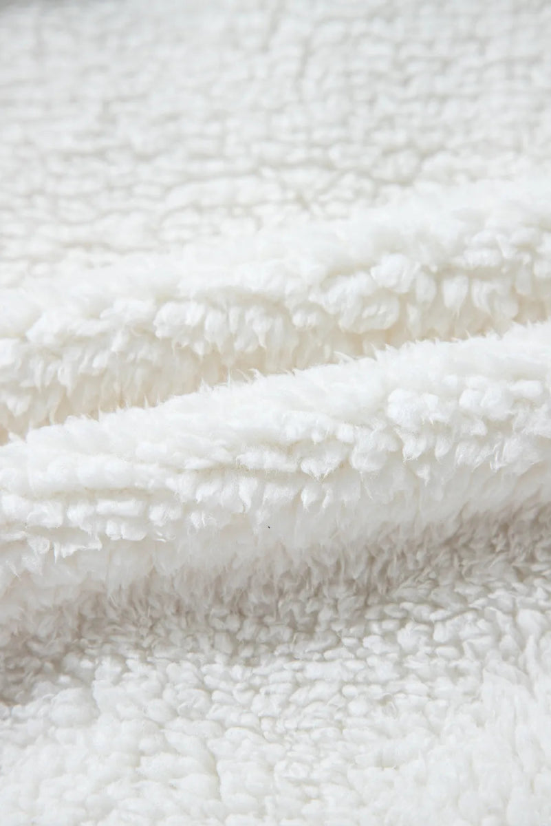 Fuzzy One Button Long Sleeve Jacket - Outerwear