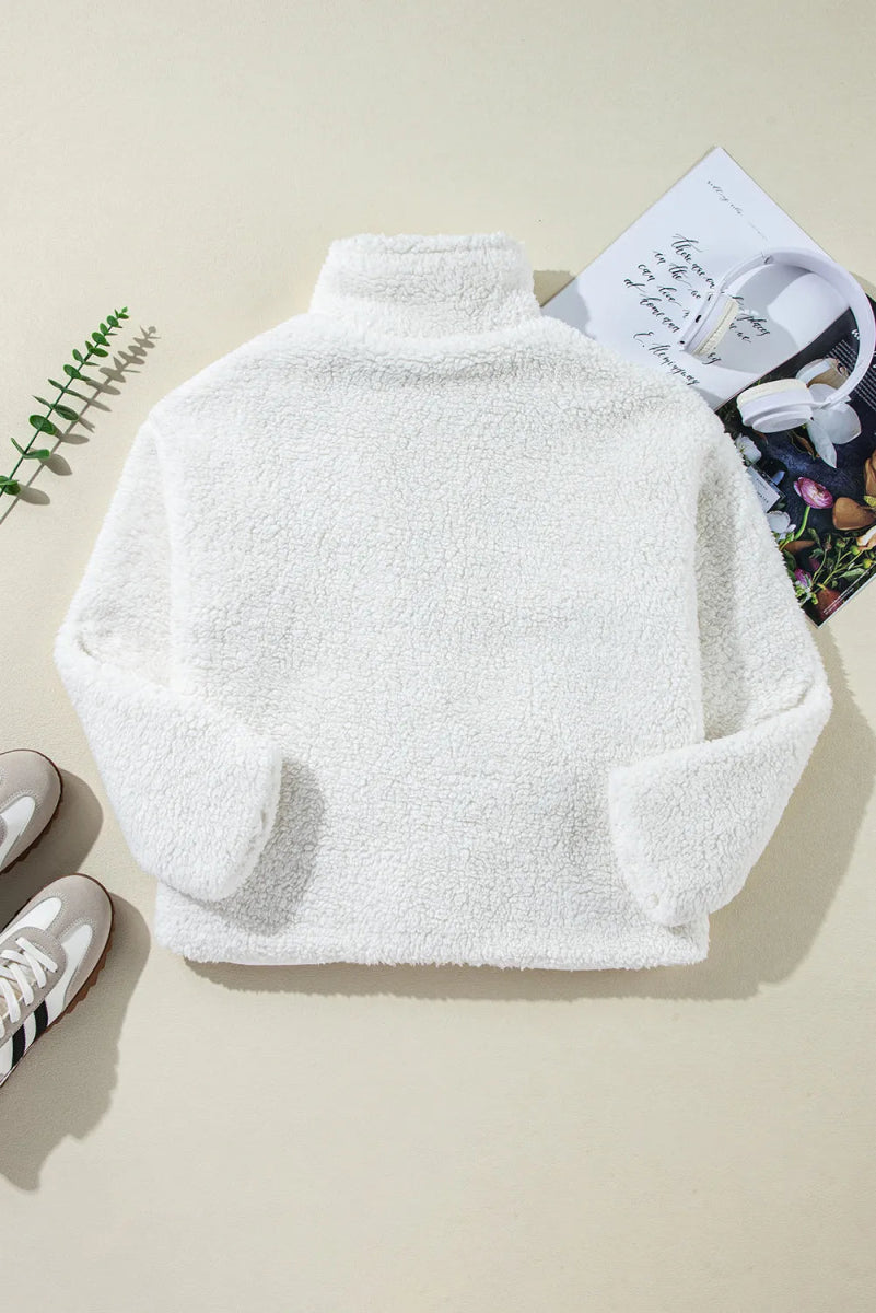 Fuzzy One Button Long Sleeve Jacket - Outerwear