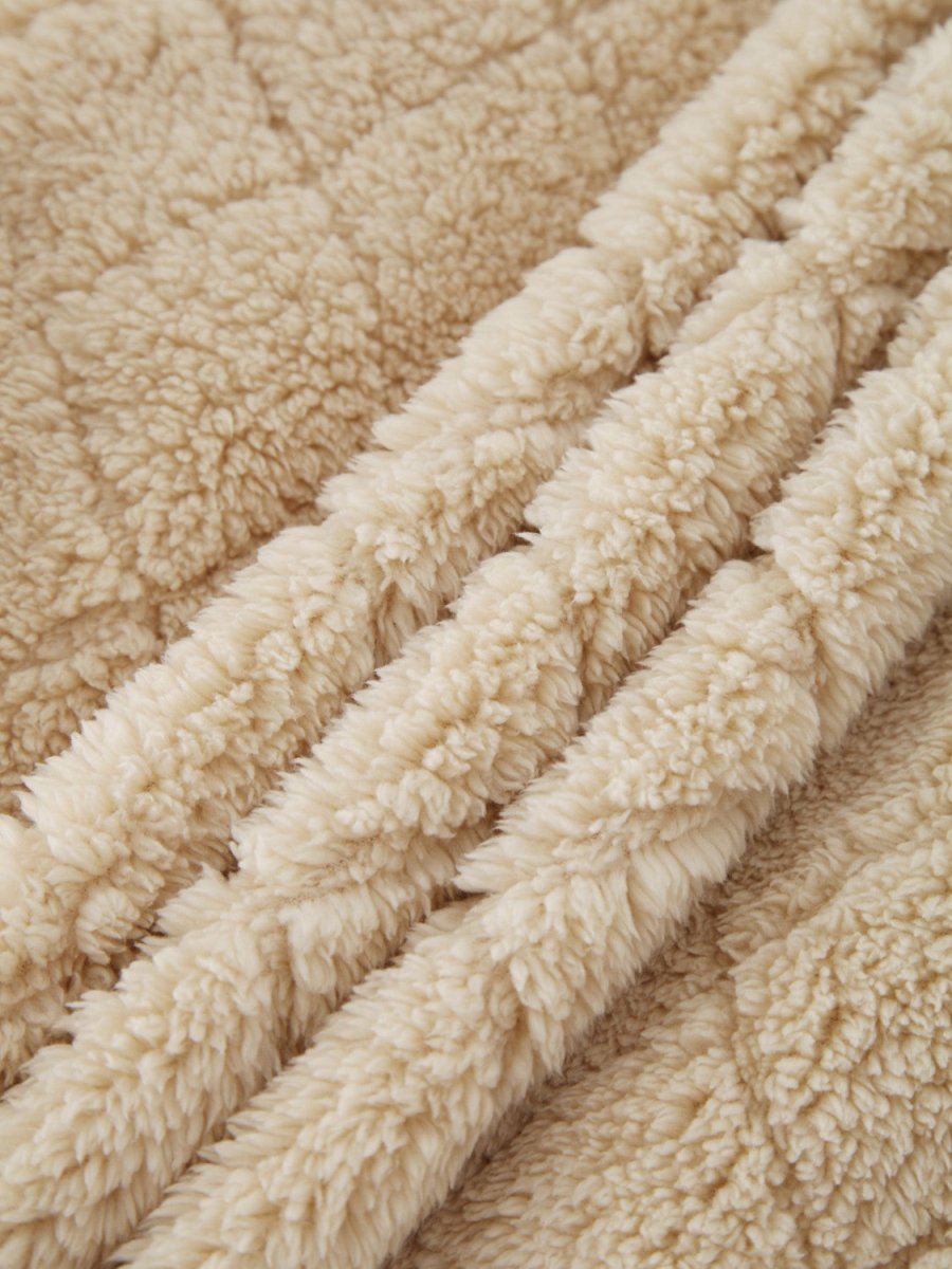 Fuzzy Pocketed Zip Up Jacket - Outerwear