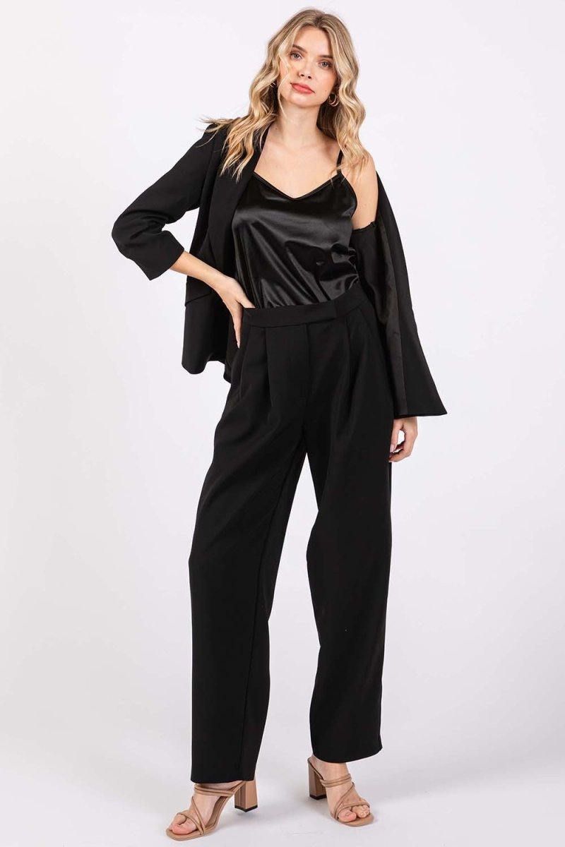 GeeGee High - Waisted Pleated Pants - Bottoms