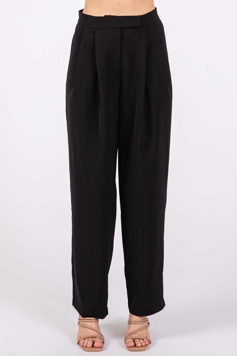 GeeGee High - Waisted Pleated Pants - Bottoms