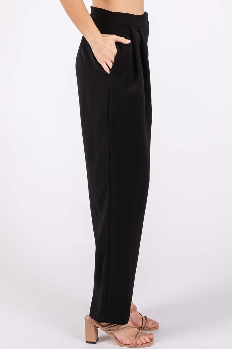 GeeGee High - Waisted Pleated Pants - Bottoms