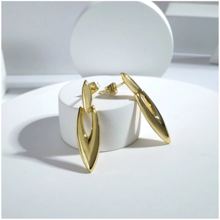 Generic Women's brassNew Gold Tone Polish Mini Office Earrings (Gold Plated) - Jewels