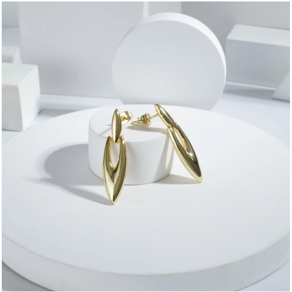 Generic Women's brassNew Gold Tone Polish Mini Office Earrings (Gold Plated) - Jewels