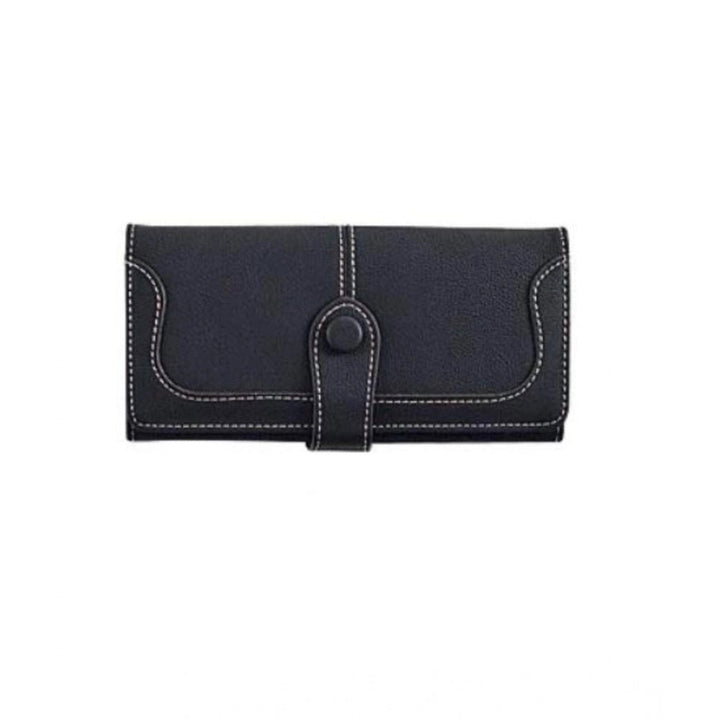 Generic Women's Faux Leather Medium Snap Button Wallet (Black) - Bags and Wallet