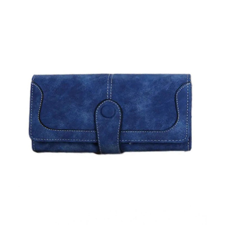 Generic Women's Faux Leather Medium Snap Button Wallet (Dark Blue) - Bags and Wallet