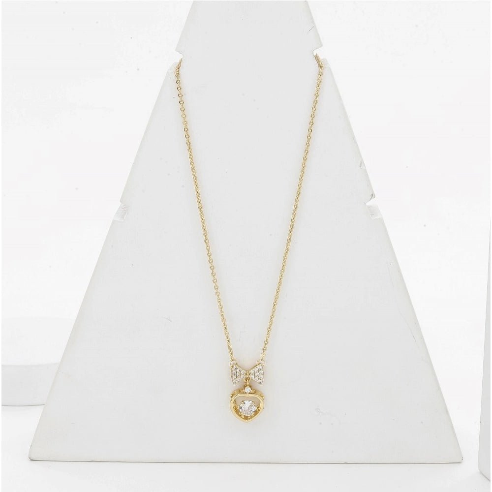 Generic Women's Stainless Steel Heart Shape Golden Delicate Pendent Chain (Gold Plated) - Jewels