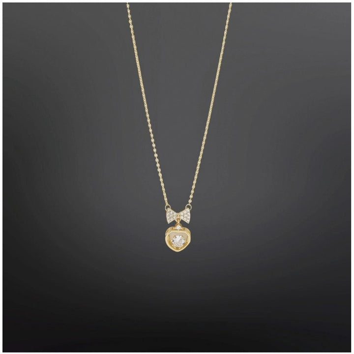 Generic Women's Stainless Steel Heart Shape Golden Delicate Pendent Chain (Gold Plated) - Jewels