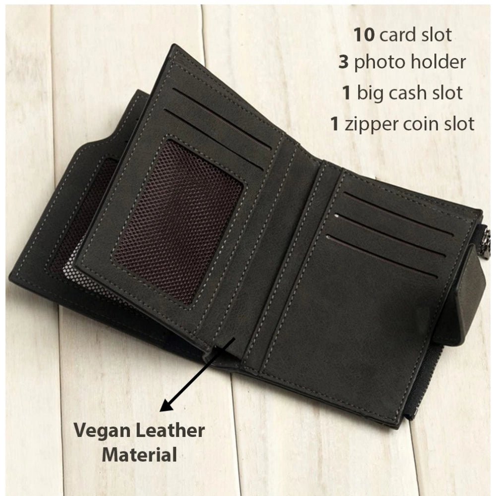 Generic Women's Vegan Leather Small Zipper Wallet (Black) - Bags and Wallet