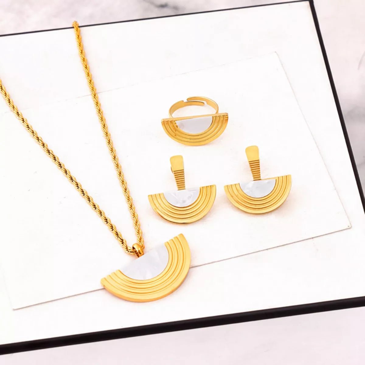 Geometric 18K Gold Plated Jewelry Set - 