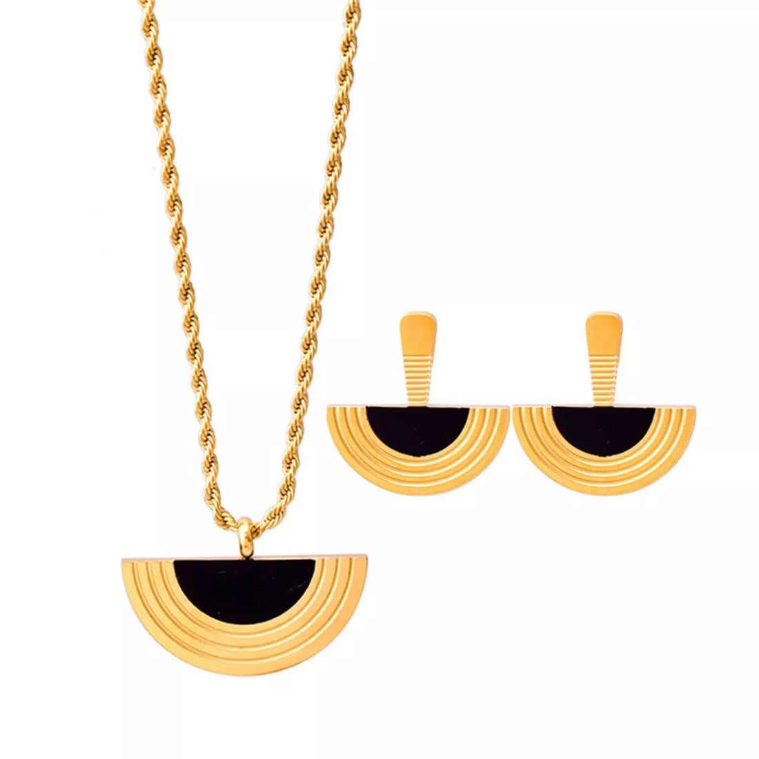 Geometric 18K Gold Plated Jewelry Set - 