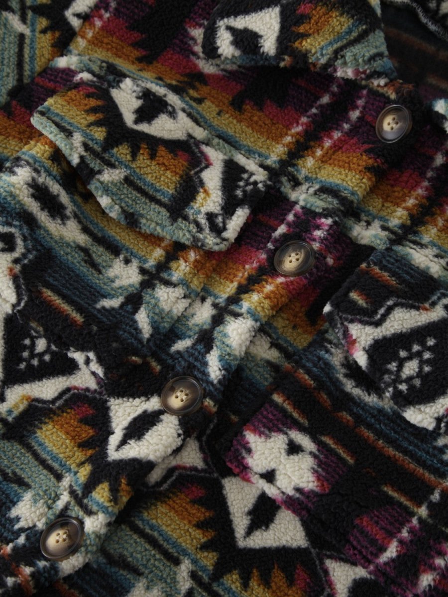 Geometric Dropped Shoulder Balloon Sleeve Outerwear - Outerwear