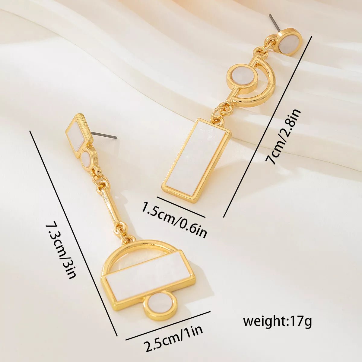 Geometric Gold Chain Drop Earrings - 