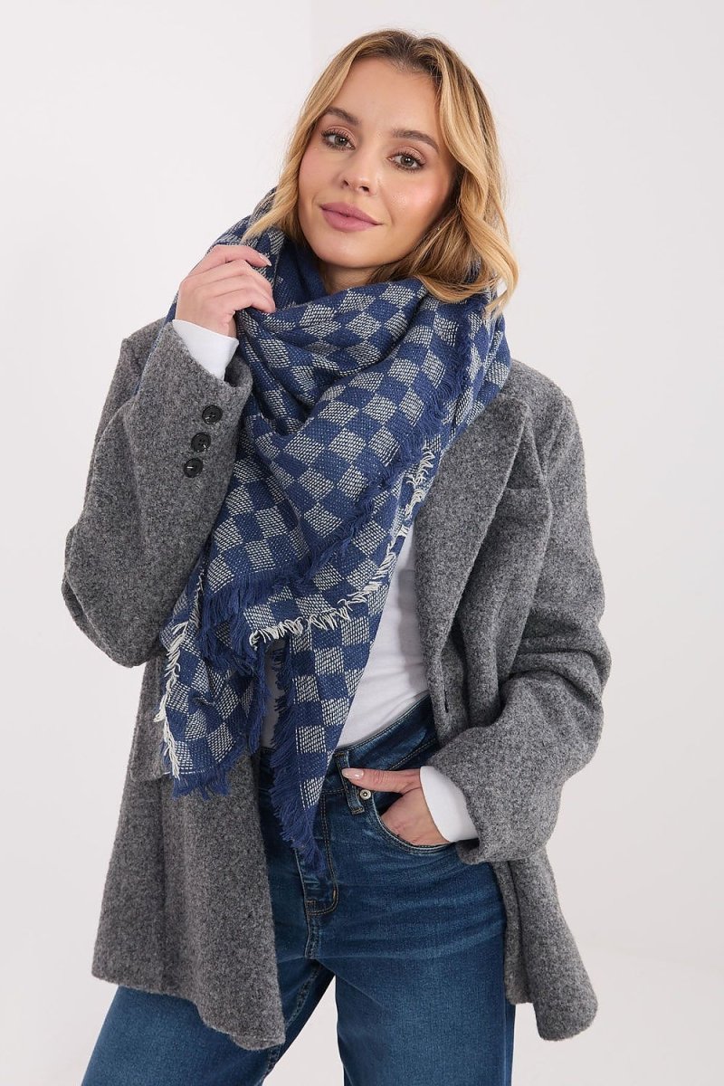 Geometric Pattern Viscose Wool Scarf - 