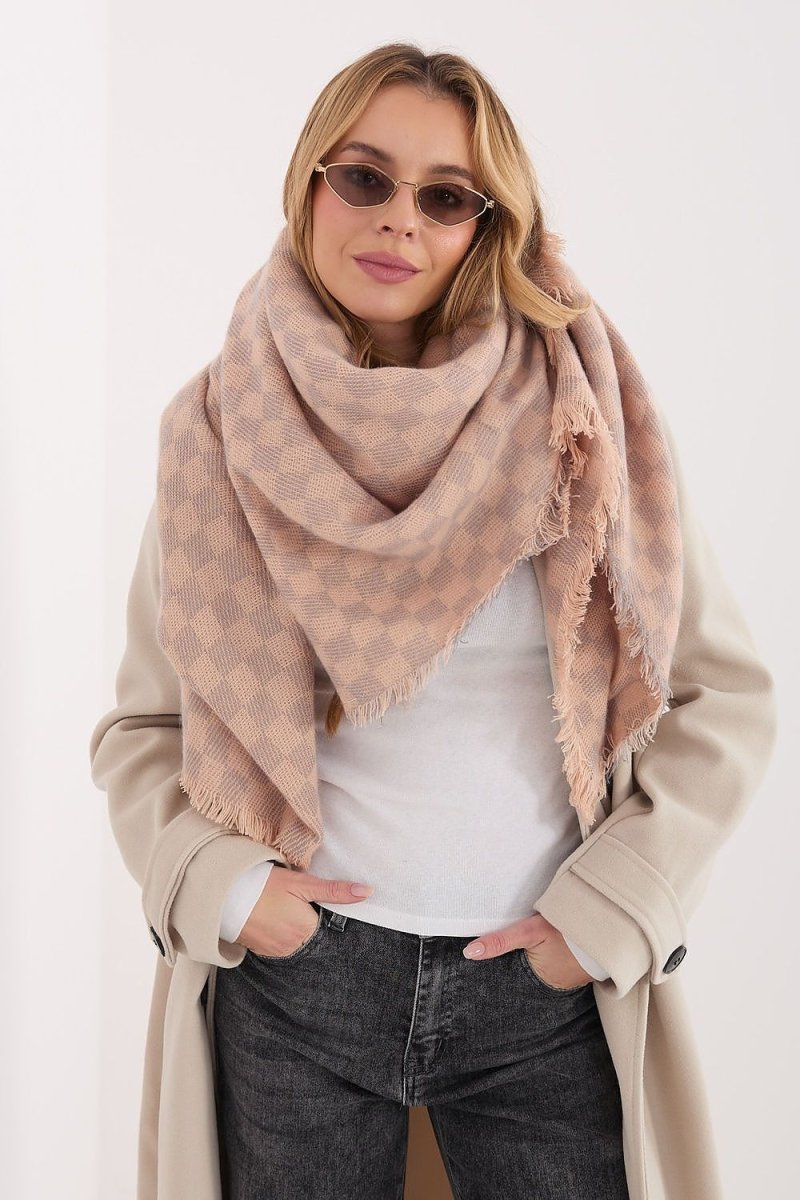 Geometric Pattern Viscose Wool Scarf - 