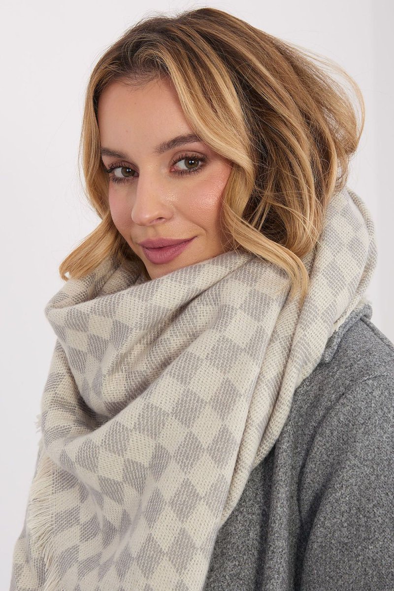 Geometric Pattern Viscose Wool Scarf - 