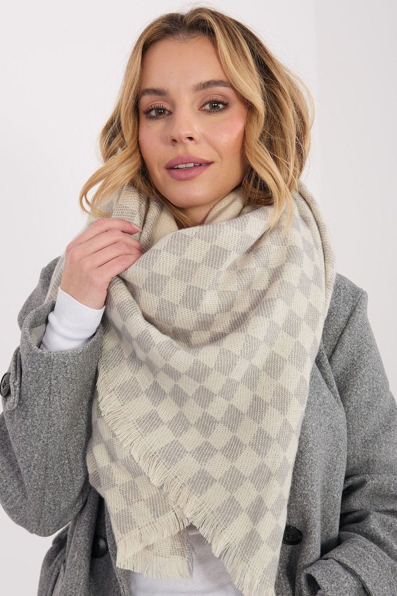 Geometric Pattern Viscose Wool Scarf - 