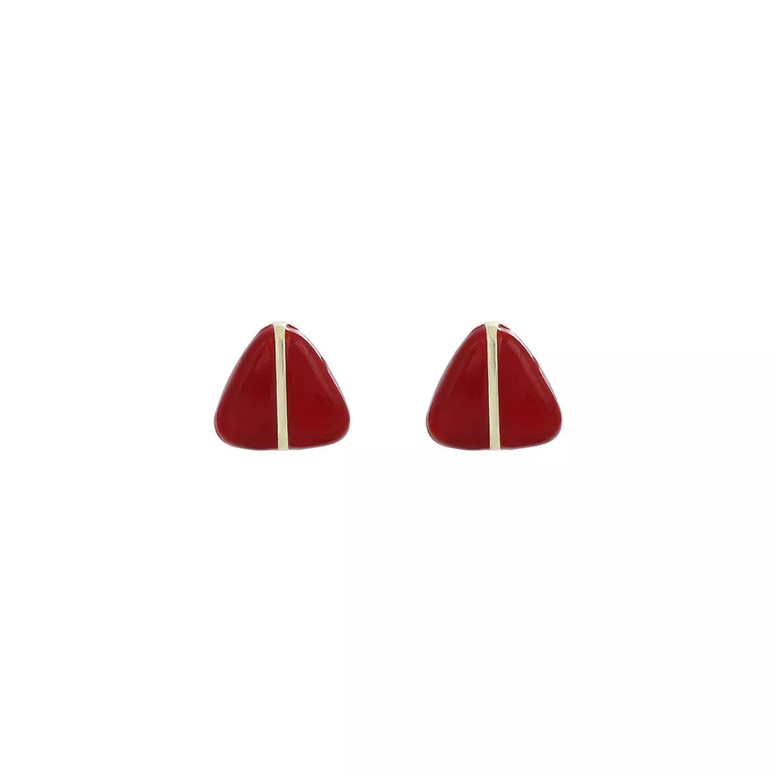 Geometric Triangle Stud Earrings with Gold Accent - 